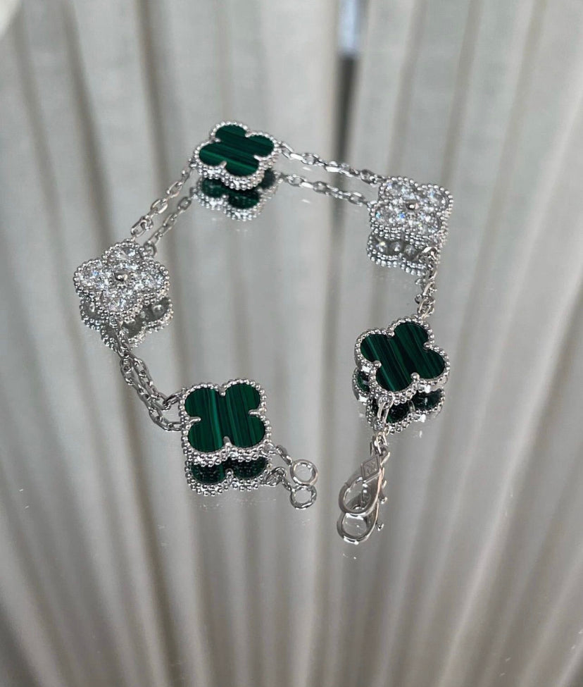 PULSERA LUCKY CLOVER PLATA